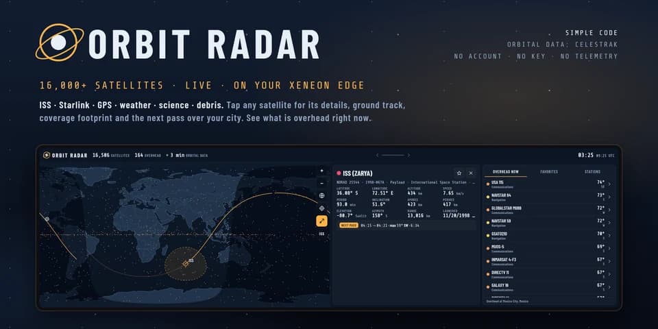Widget Orbit Radar en el XENEON EDGE