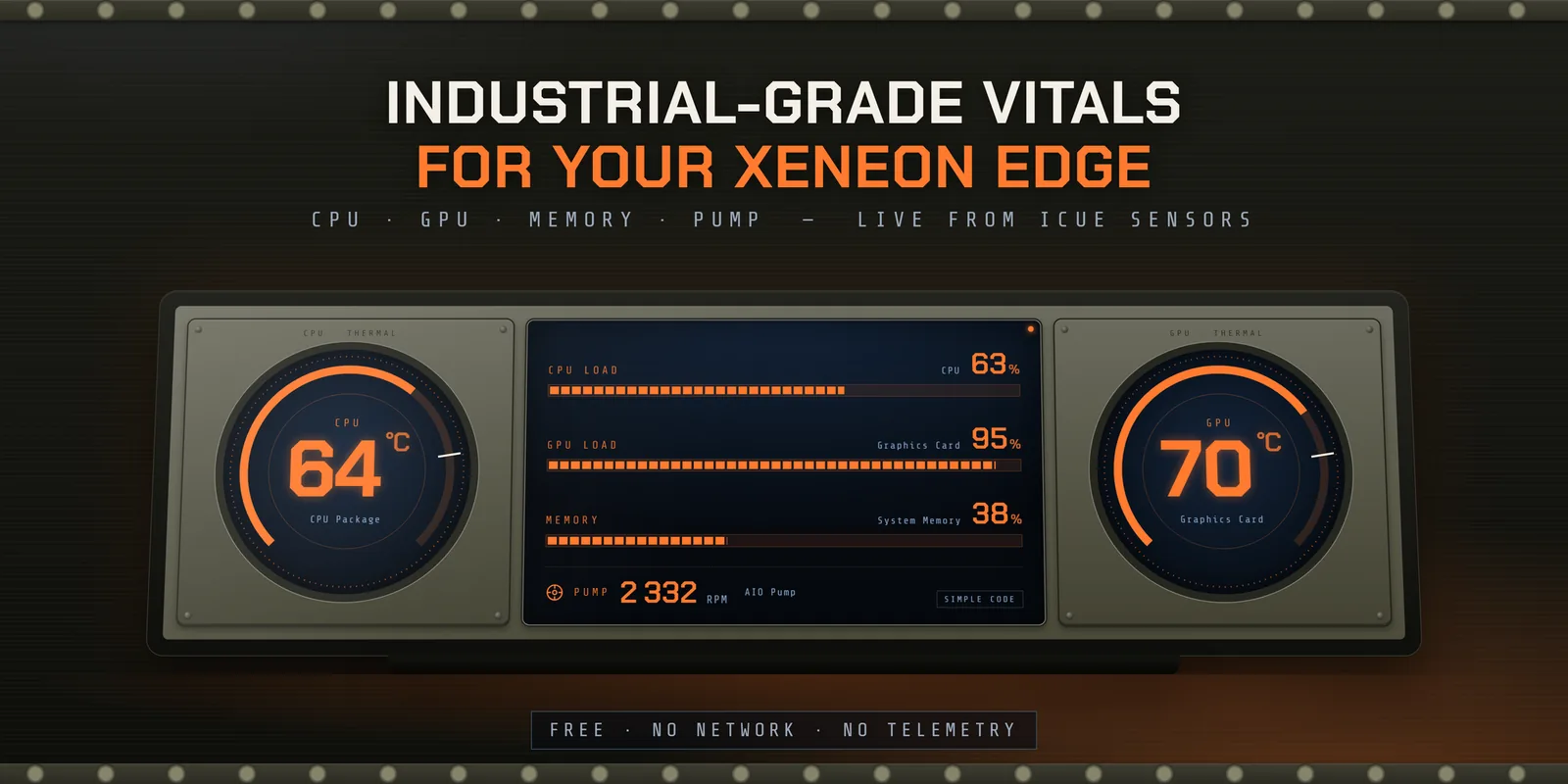Widget Vitals en el XENEON EDGE